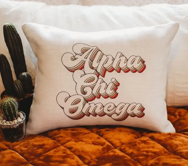 Alpha Chi Omega Retro Throw Pillow 1