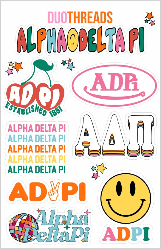 Alpha Delta Pi Rainbow Sticker Sheet 1