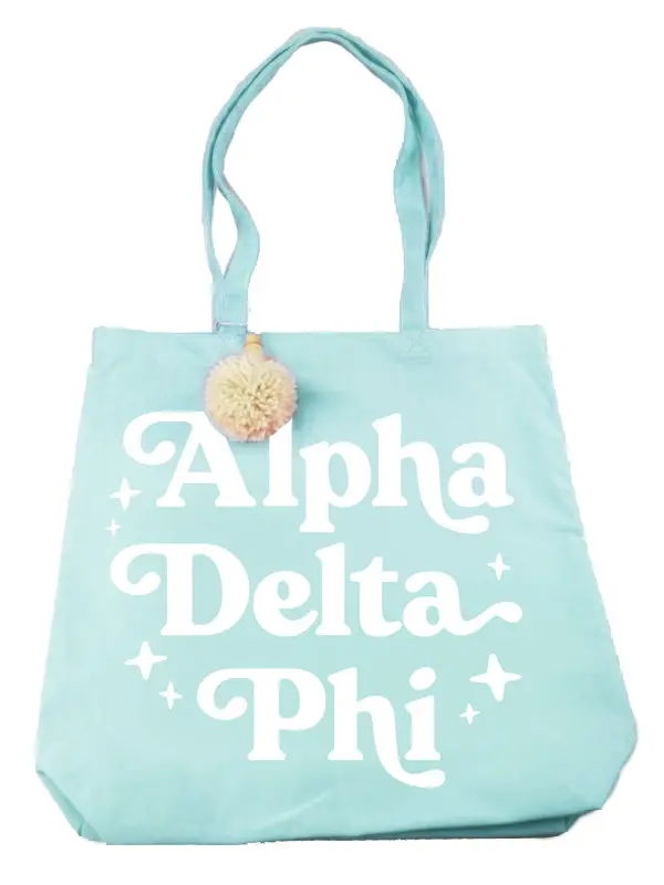 Alpha Delta Pi Pom Pom Tote Bag 1
