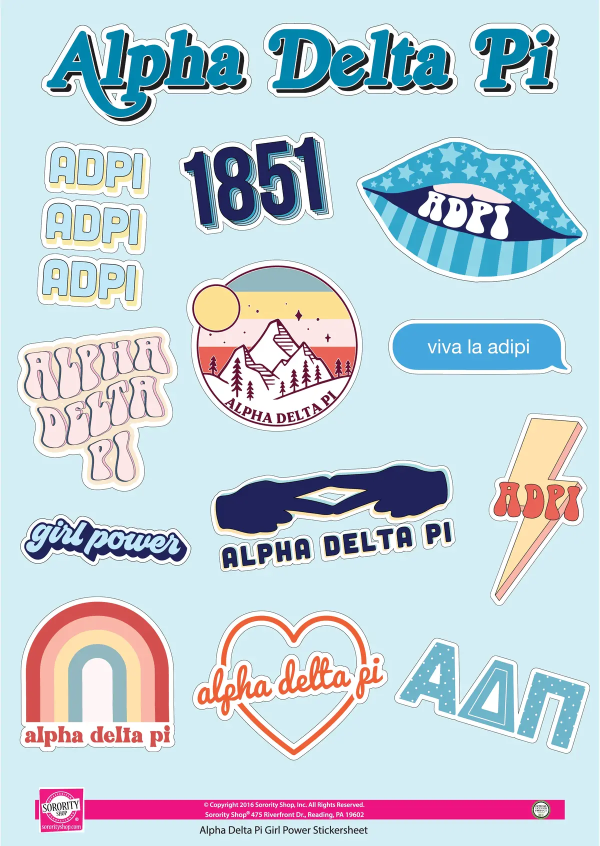 Alpha Delta Pi Girl Power Sticker Sheet 1