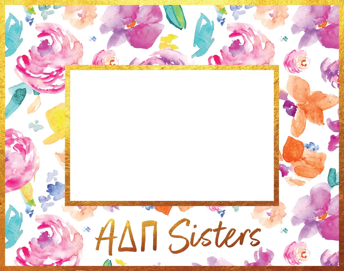 Alpha Delta Pi Gold Foil & Floral Painted Wooden Picture Frame 1