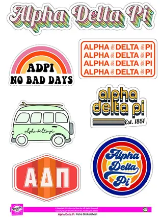 Alpha Delta Pi Retro Sticker Sheet 1