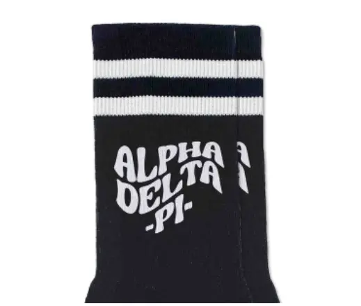 Alpha Delta Pi Black Retro Crew Socks 1