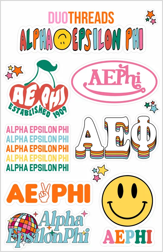 Alpha Epsilon Phi Rainbow Sticker Sheet 1