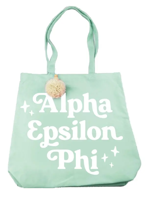Alpha Epsilon Phi Pom Pom Tote Bag 1
