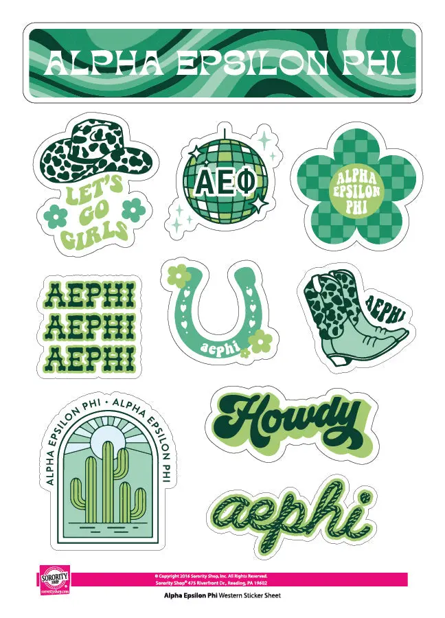 Alpha Epsilon Phi Western Disco Sticker Sheet 1