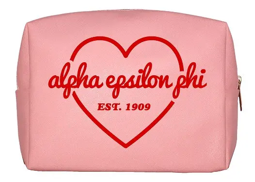 Alpha Epsilon Phi Pink & Red Heart Makeup Bag 1