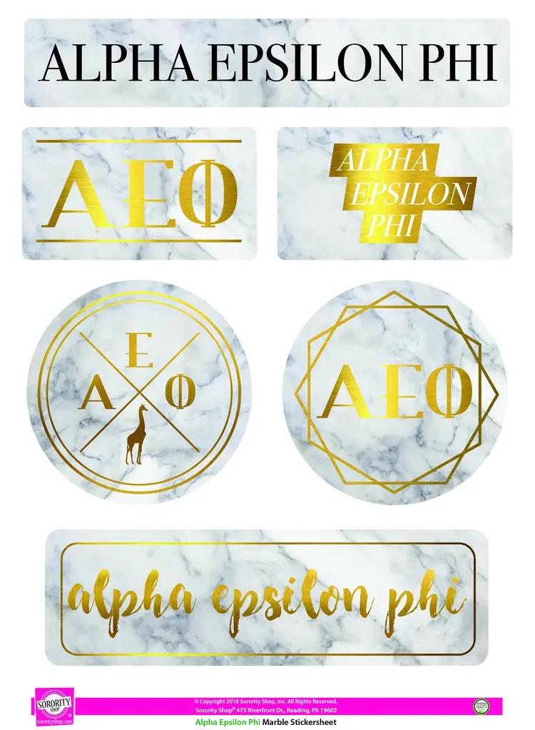 Alpha Epsilon Phi Marble Sticker Sheet 1