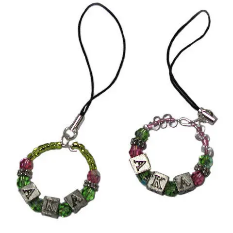 Alpha Kappa Alpha Cell Phone / Zipper Pulls Round Dangle 1