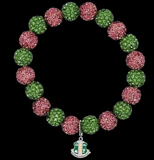 Alpha Kappa Alpha Stone Bracelet With Shield Charm 1