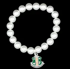 Alpha Kappa Alpha Pearl Bracelet With Shield Charm 1