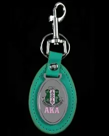 Alpha Kappa Alpha Leather Fob Keychain 1