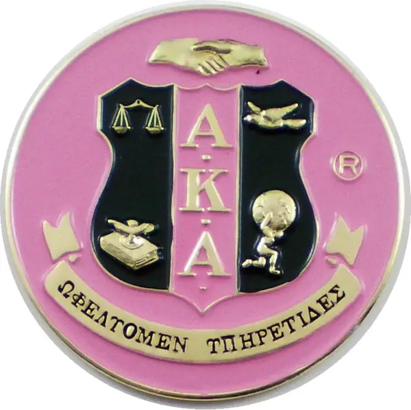 Alpha Kappa Alpha Round Car Badge Emblem - Pink 1