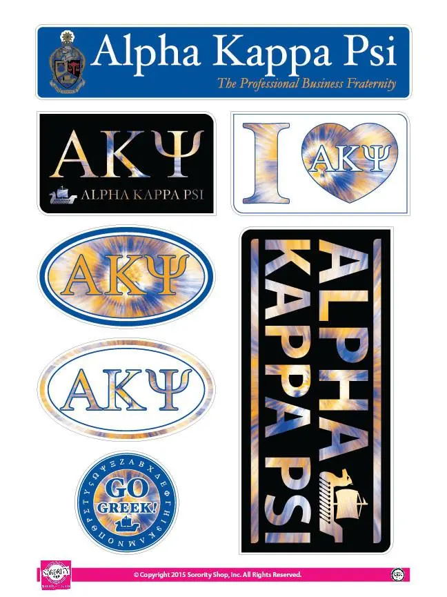 Alpha Kappa Psi Tie Dye Sticker Sheet 1