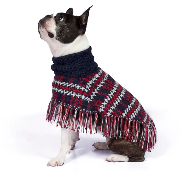 Alqo Wasi | Blue Plaid Sweater Poncho 1
