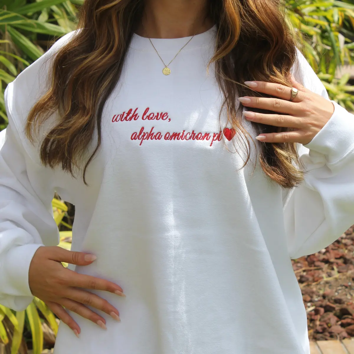 Alpha Omicron Pi With Love Crewneck 1