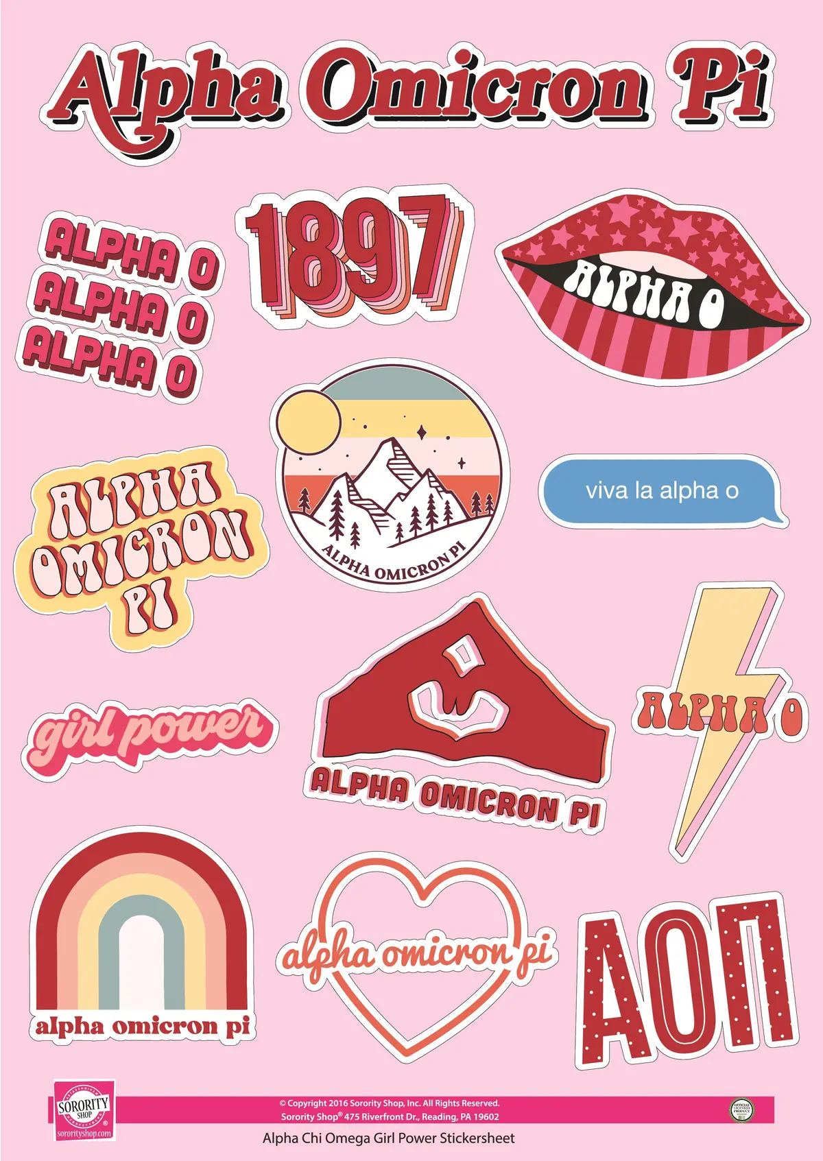 Alpha Omicron Pi Girl Power Sticker Sheet 1
