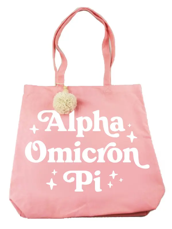 Alpha Omicron Pi Pom Pom Tote Bag 1