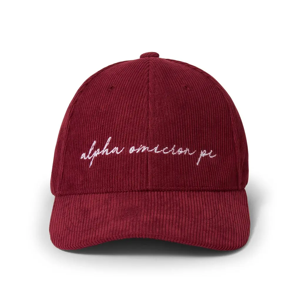 Alpha Omicron Pi Embroidered Corduroy Hat 1