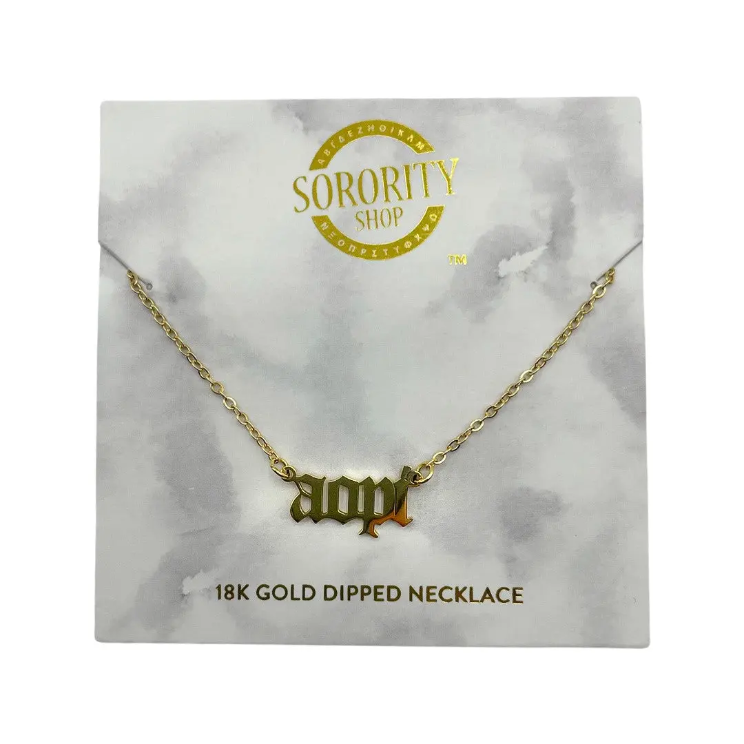 Alpha Omicron Pi Old English Necklace 1