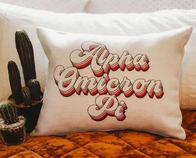 Alpha Omicron Pi Retro Throw Pillow 1