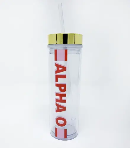 Alpha Omicron Pi Striped Water Bottle 1