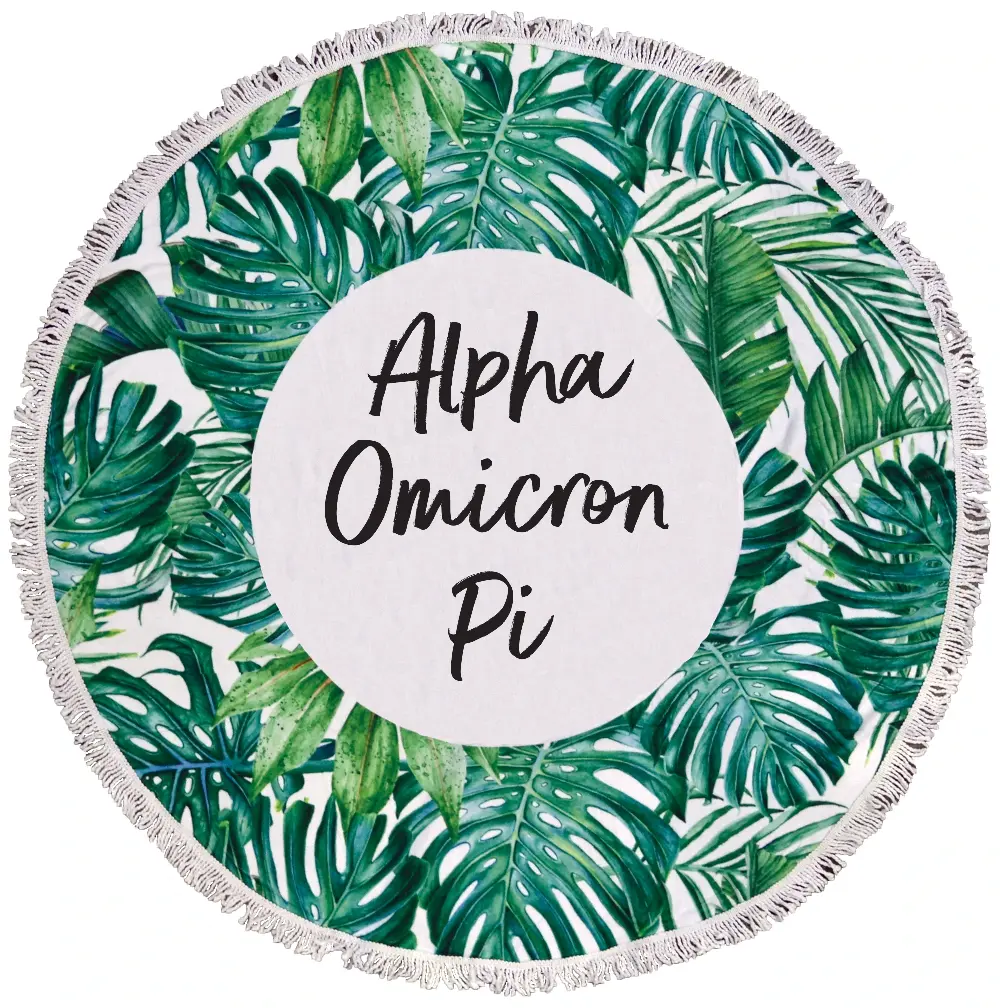 Alpha Omicron Pi Palm Leaf Fringe Towel Blanket 1