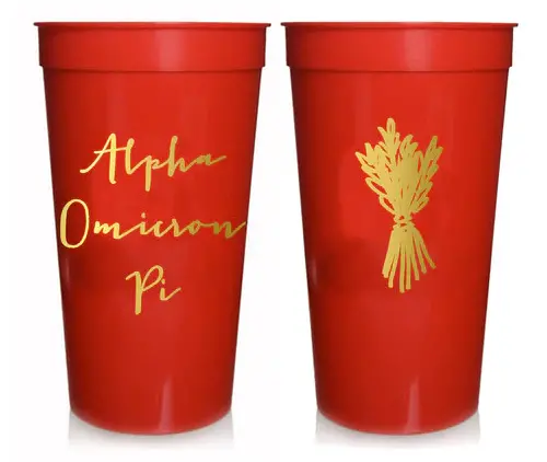 Alpha Omicron Pi Sorority Stadium Cup With Gold Foil Print 1