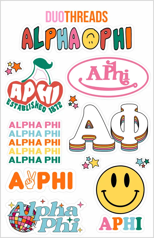 Alpha Phi Groovy Rainbow Sheet 1