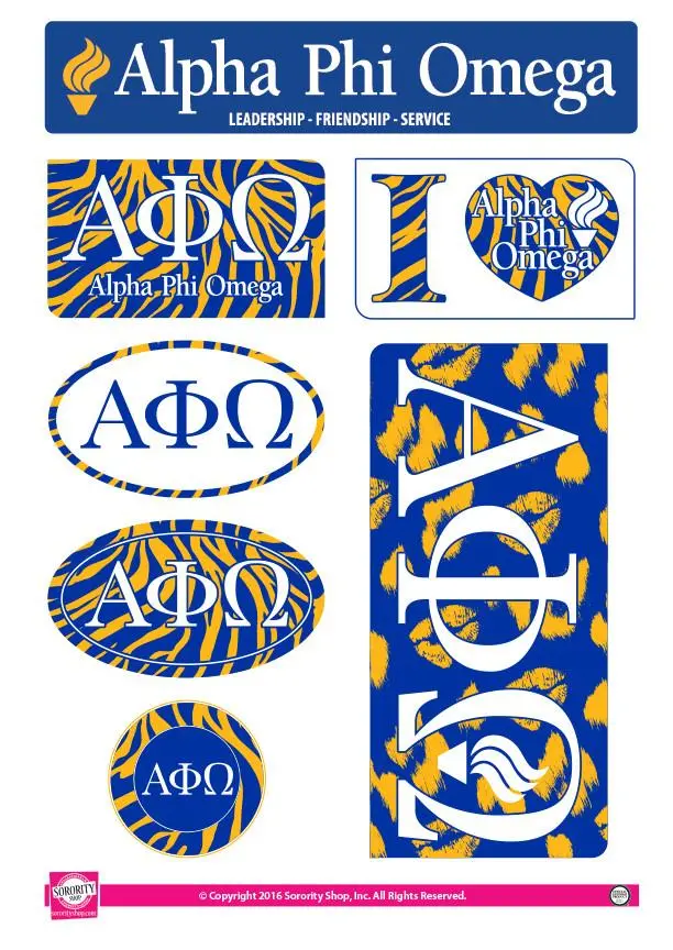 Alpha Phi Omega Animal Print Sticker Sheet 1