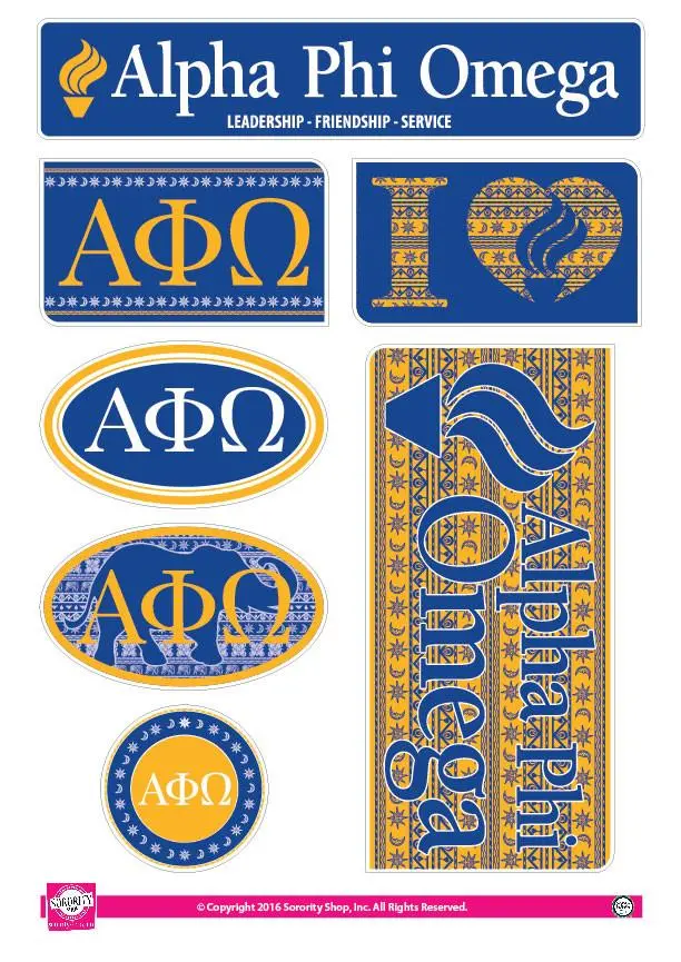 Alpha Phi Omega  Bohemian Sticker Sheet 1