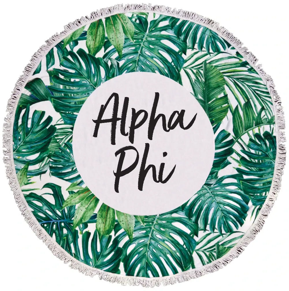 Alpha Phi Palm Leaf Fringe Towel Blanket 1