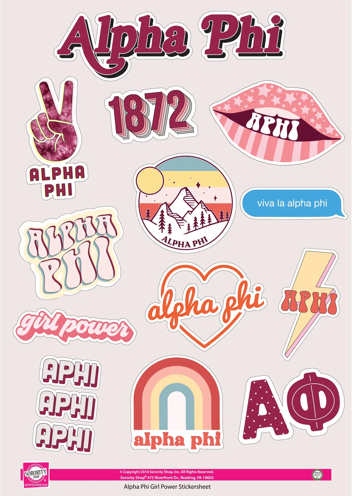 Alpha Phi Girl Power Sticker Sheet 1