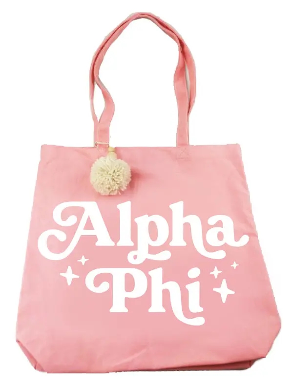 Alpha Phi Pom Pom Tote Bag 1