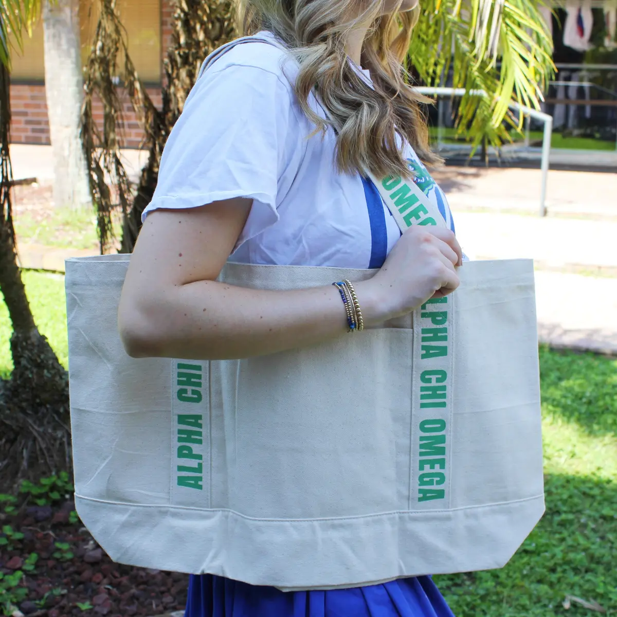 Alpha Chi Omega Large Canvas Tote Bag 1