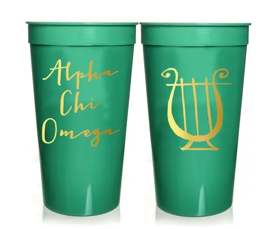 Alpha Chi Omega Sorority Stadium Cup With Gold Foil Print 1