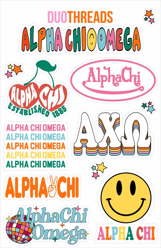 Alpha Chi Omega Rainbow Sticker Sheet 1