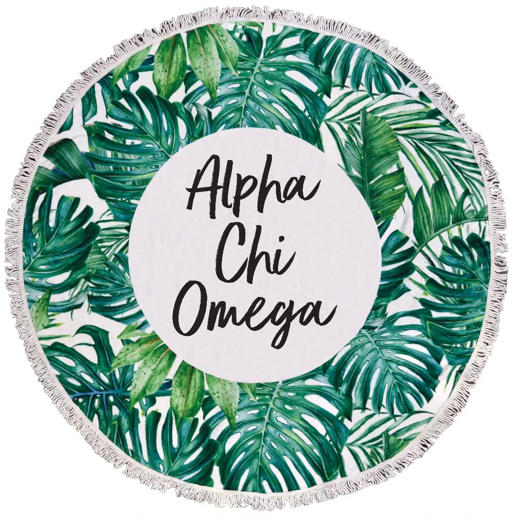Alpha Chi Omega Palm Leaf Fringe Towel Blanket 1