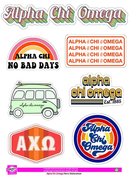Alpha Chi Omega Retro Sticker Sheet 1