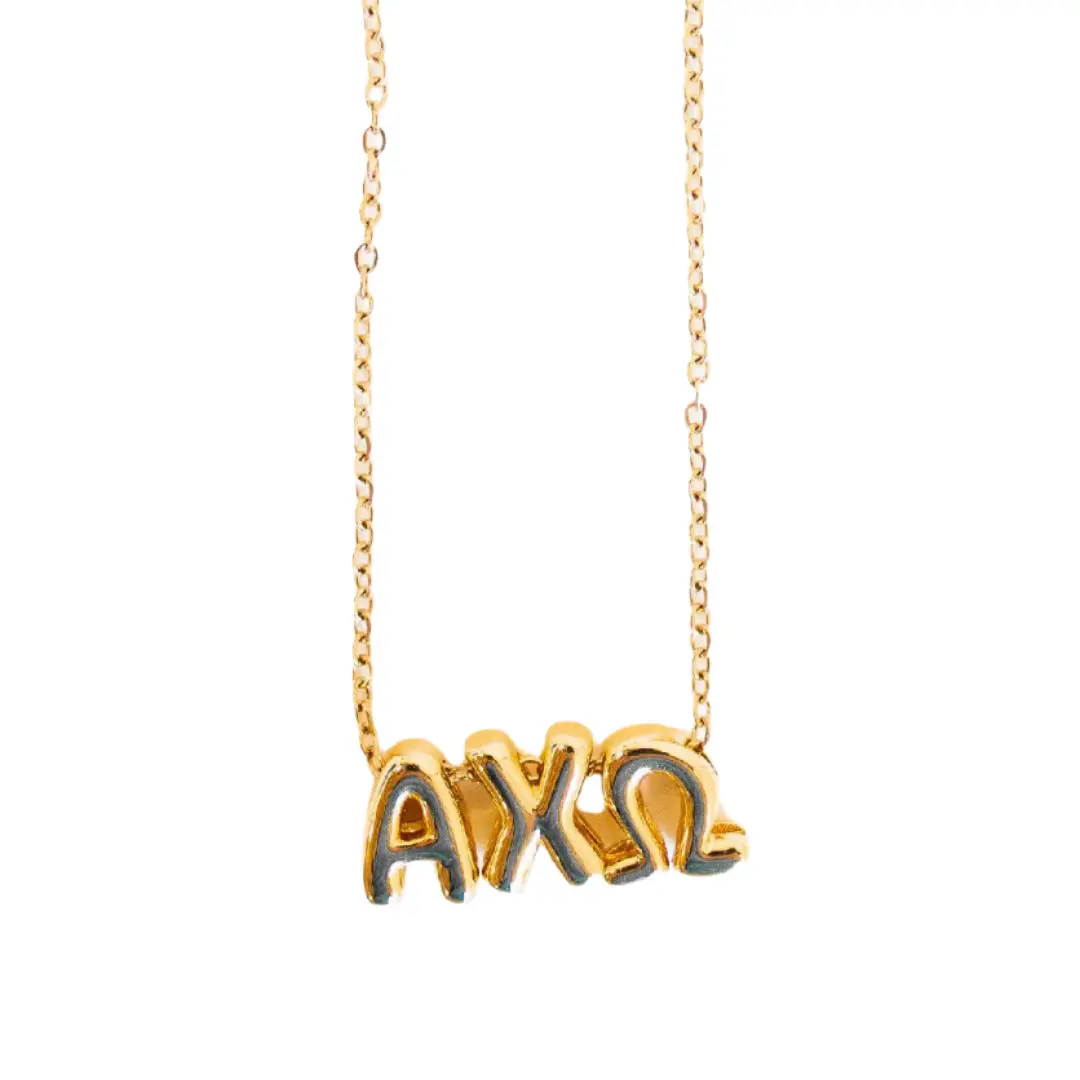 Alpha Chi Omega Bubble Letter Necklace 1