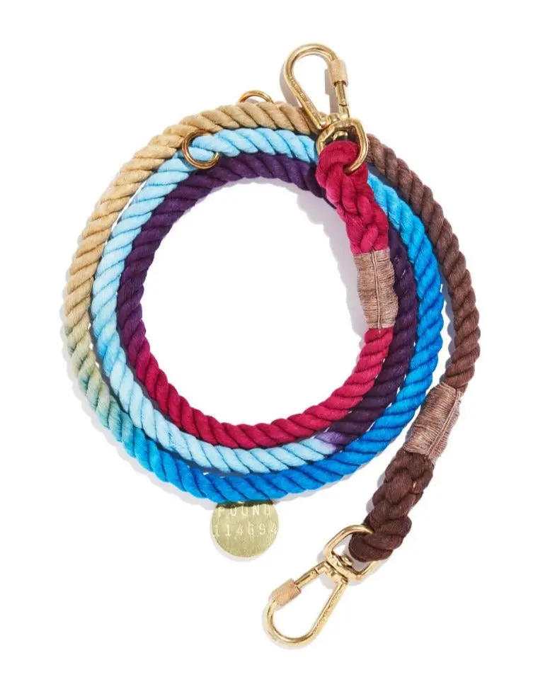 Adjustable Rope Dog Lead In Mood Ring (Made In The Usa) 1