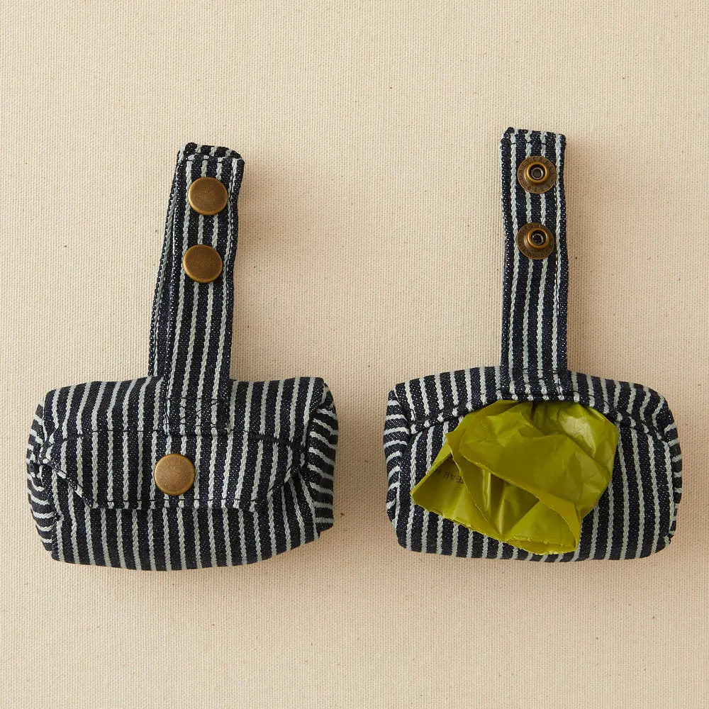 Poop Bag Holder In Navy Pinstripe (Final Sale) 1