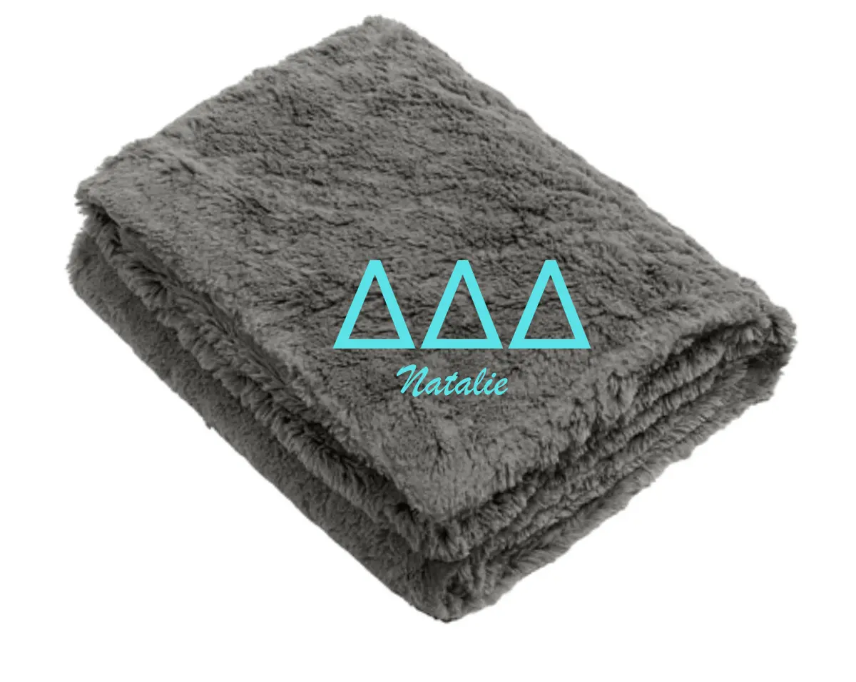 Sorority Faux Fur Blanket With Embroidery 1