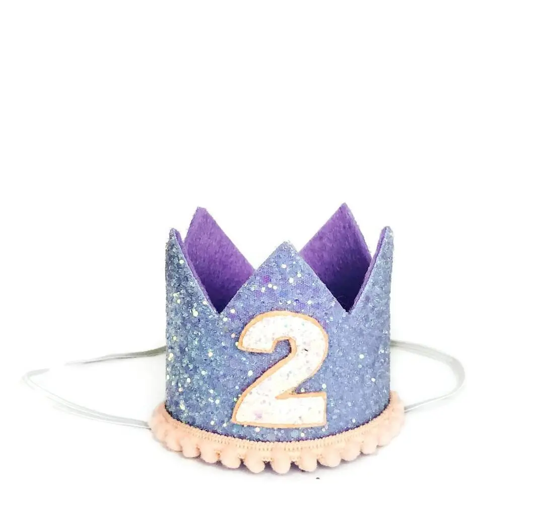 Buster's Party Shop | Lilac Glitter Crown With Peach Trim 1