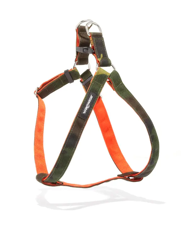 Cordura Dog Step-In Harness In Camo & Neon Orange (Made In The Usa) 3