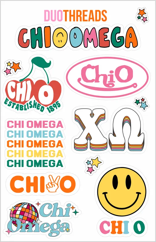 Chi Omega Groovy Rainbow Sheet 1