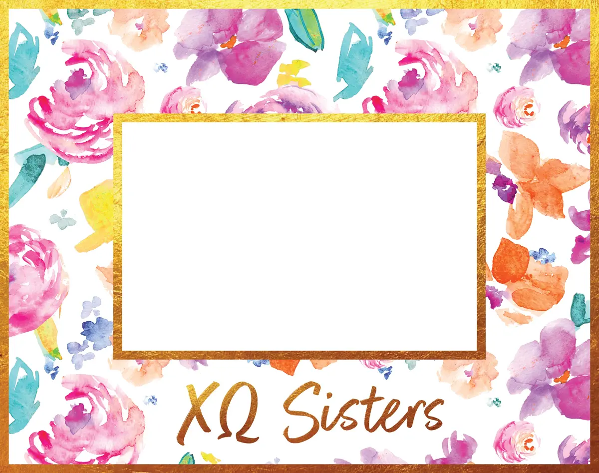 Chi Omega Gold Foil & Floral Painted Wooden Picture Frame 1