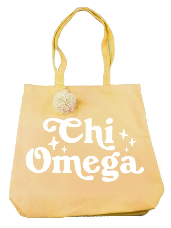 Chi Omega Pom Pom Tote Bag 1