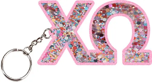Chi Omega Confetti Keychain 1