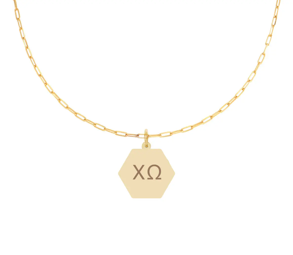 Chi Omega Paperclip Necklace With Pendant 1